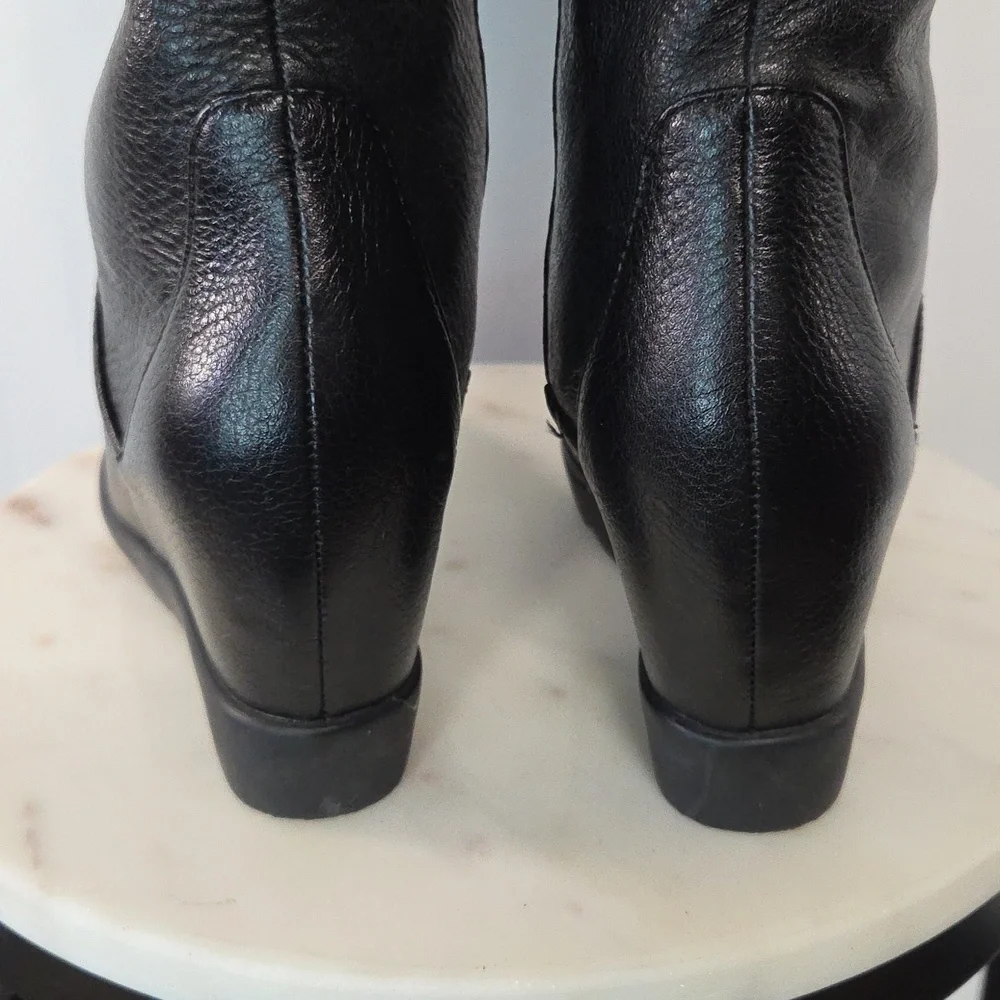 Max Studio Black Leather Knee High Boots Size 7.5